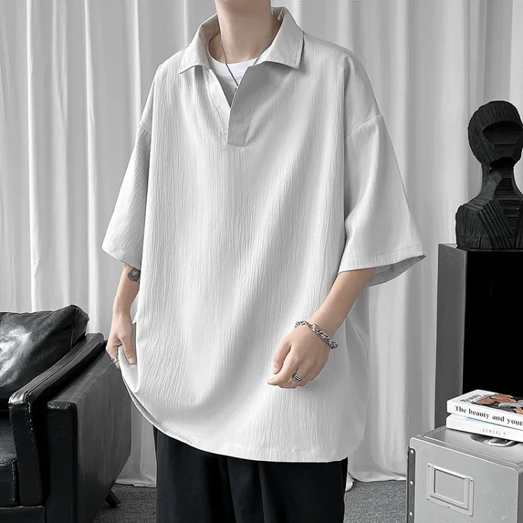 Men's Oversized Solid Polo T-Shirt