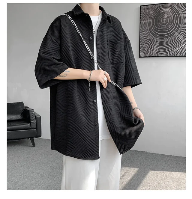 Baroque Japanese Men's Boyfriend Short-Sleeve Shirt Detail