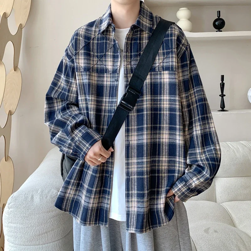 2025 Men's Plus-Size Retro Plaid Shirt