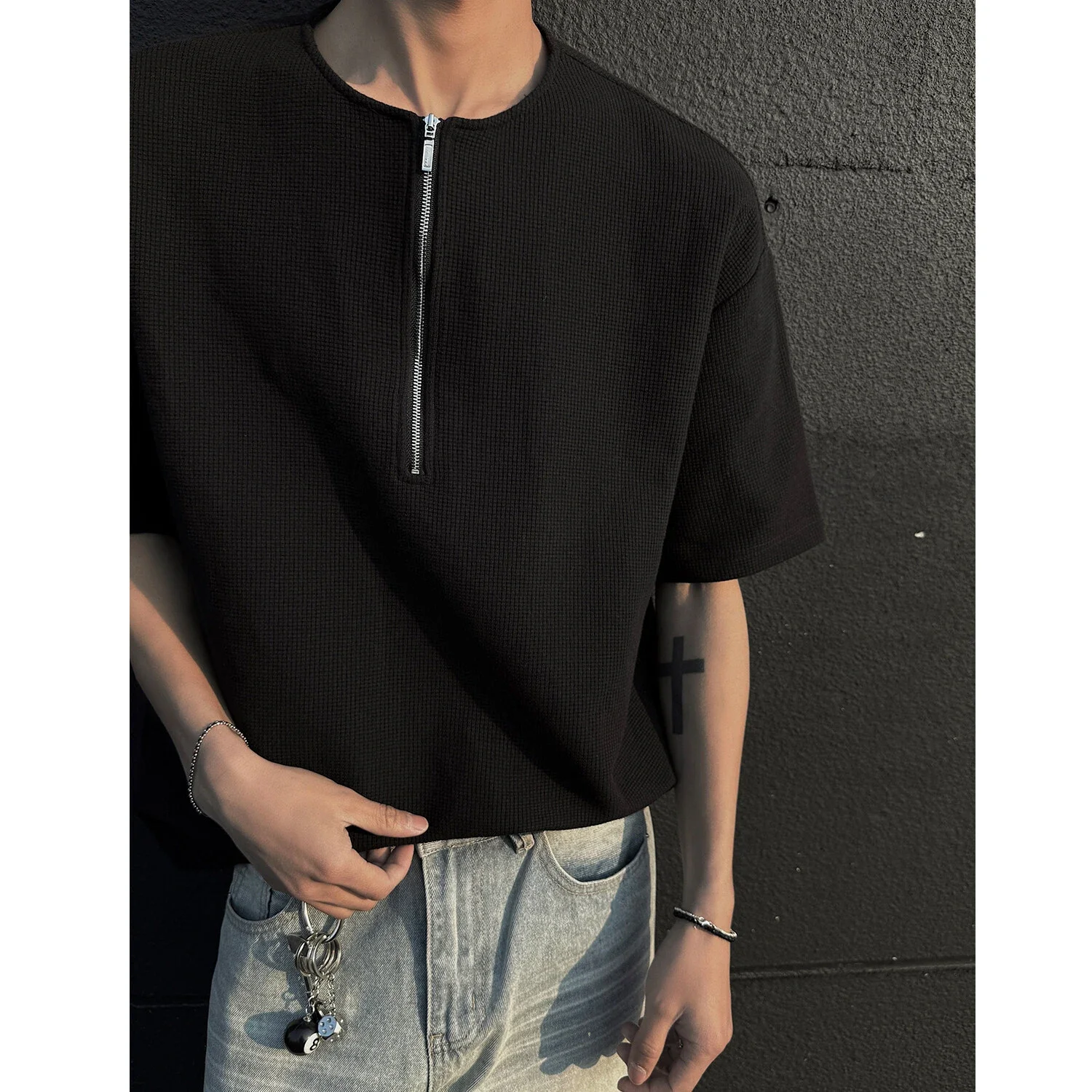 Men's Waffle Half-Zip Henley Tee