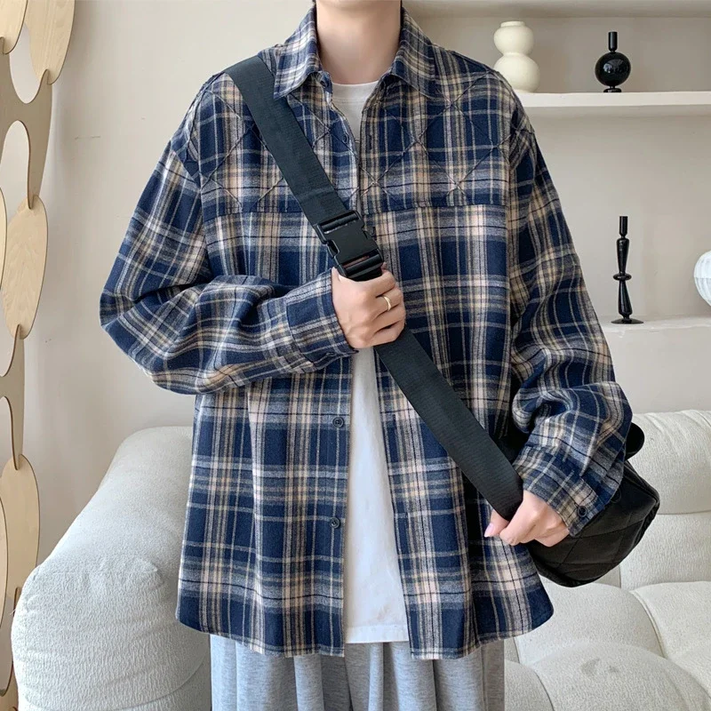 2025 Men's Plus-Size Retro Plaid Shirt