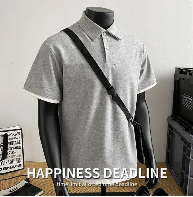 Men's Summer Pique Mock Polo Shirt Detail