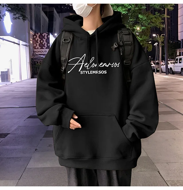 American Streetwear Men's Oversized Cotton Hoodie Detail