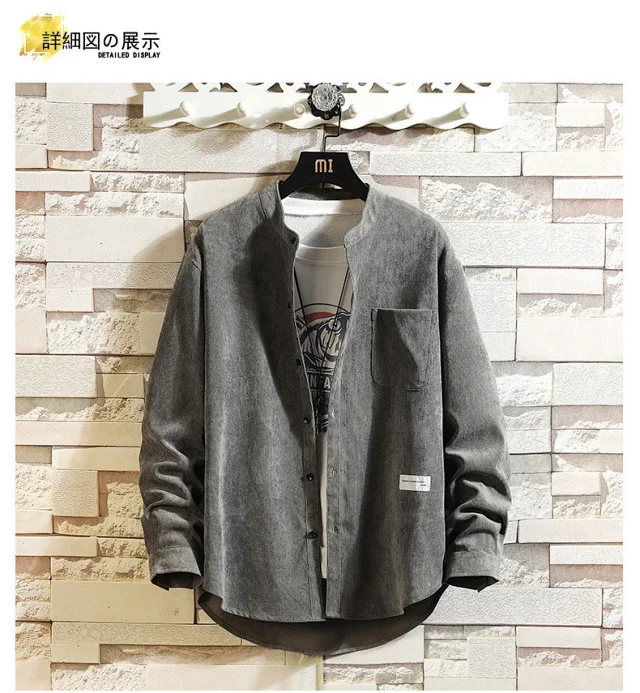 Men's Long Sleeve Korean Corduroy Shirt Detail