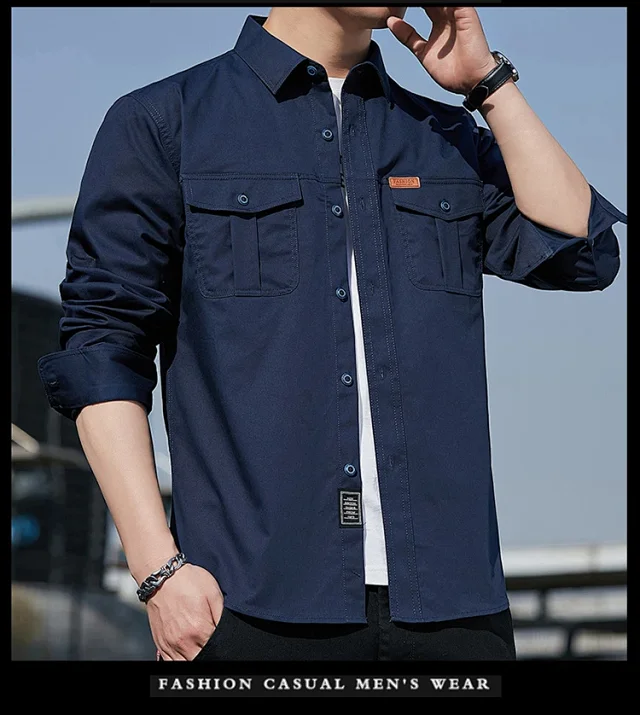 Men's Casual Work Long Sleeve Shirt Detail