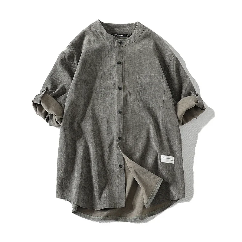 Men's Mid-Sleeve Vintage Korean Corduroy Shirt