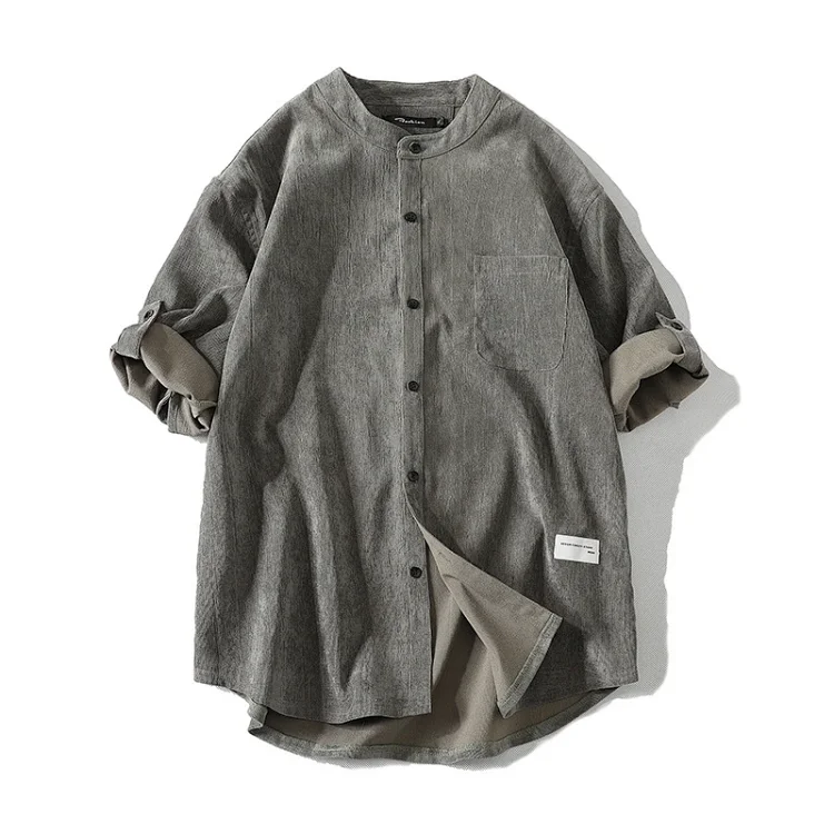 Men's Mid-Sleeve Vintage Korean Corduroy Shirt