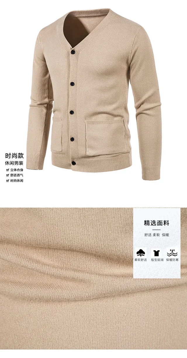 Men's Korean Style Knit Cardigan Autumn New Detail