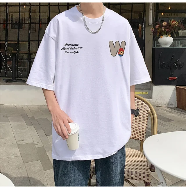2025 Men's Bear Print Heavyweight Cotton T-shirt Detail