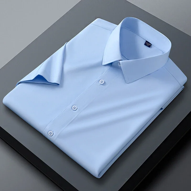Men's Wrinkle-Resistant Silk Short-Sleeve Shirt
