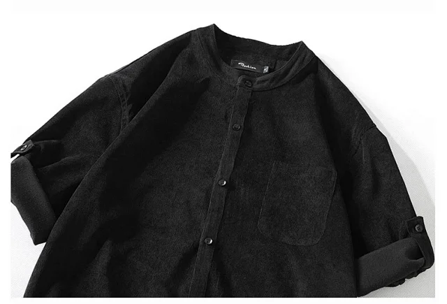 Men's Mid-Sleeve Vintage Korean Corduroy Shirt Detail