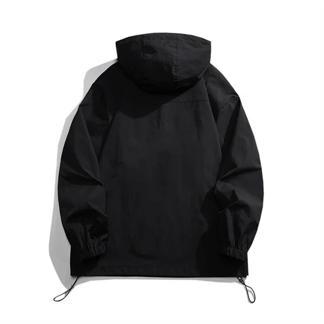 Men's Loose Fit Hooded Half-Zip Windbreaker Detail