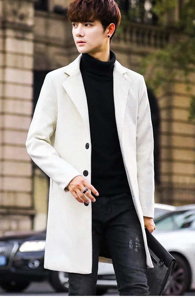 AW21 Korean Men's Slim Classic Wool Coat Detail