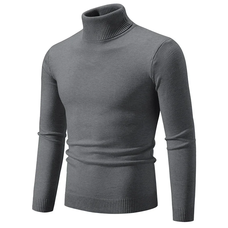 Men's Retro Minimalist Solid Turtleneck Knit