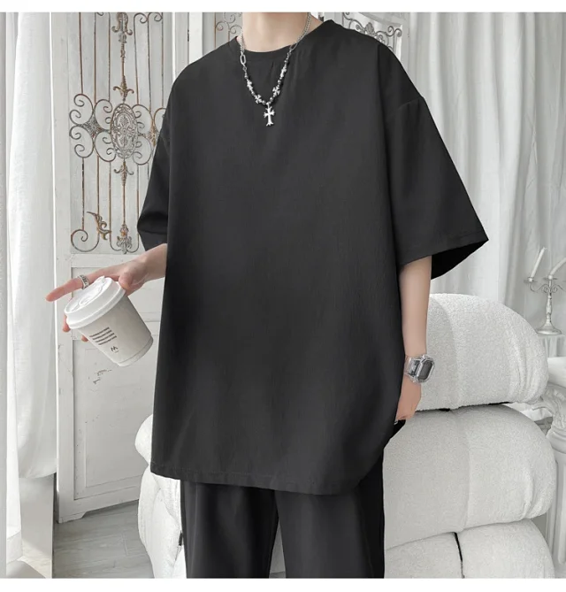Unisex Oversized Ice Silk Draped Tee Detail