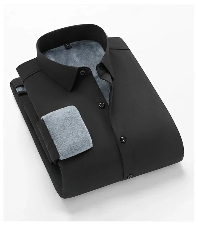 2025 Korean Men's Fleece-Lined Long-Sleeve Shirt Detail