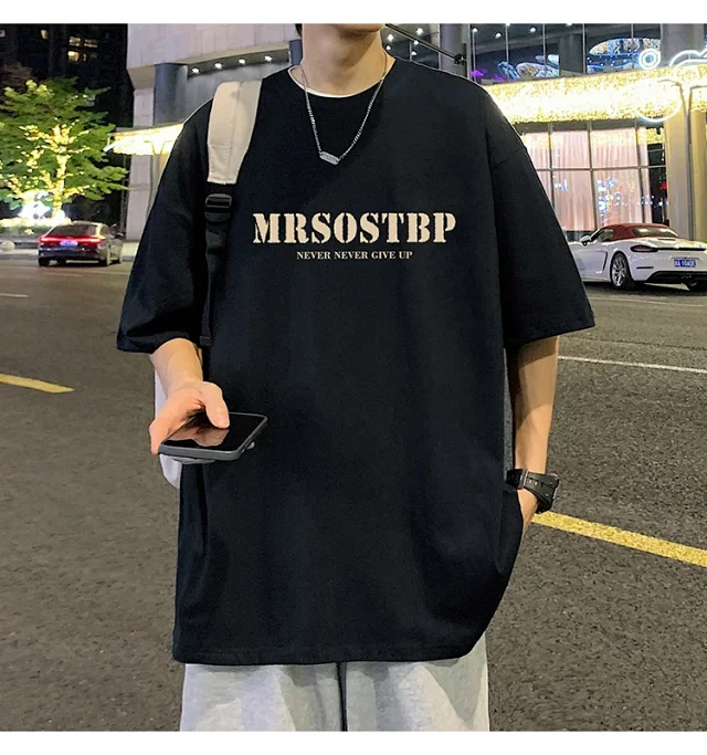 Men's Oversized Cotton Tee 2025 Rose-Print Detail
