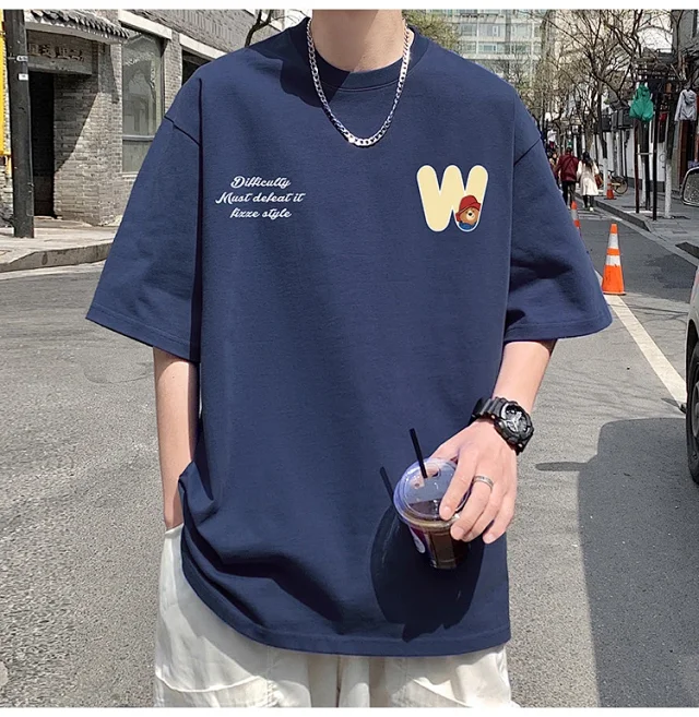 2025 Men's Bear Print Heavyweight Cotton T-shirt Detail