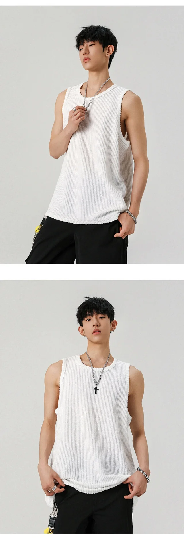 Men's Relaxed Street Sleeveless Vest Detail