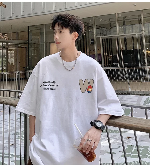 2025 Men's Bear Print Heavyweight Cotton T-shirt Detail