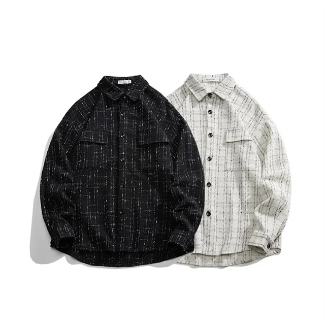 Men's Chic Houndstooth Oversized Work Jacket Detail