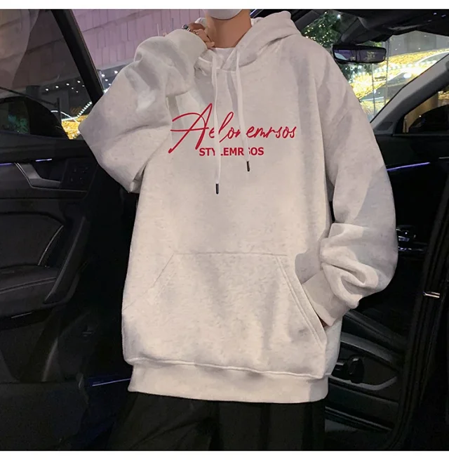 American Streetwear Men's Oversized Cotton Hoodie Detail