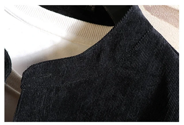 Men's Long Sleeve Korean Corduroy Shirt Detail