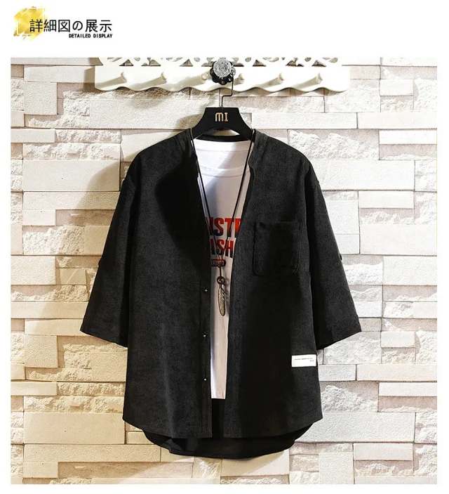 Men's Retro Korean Corduroy Shirt Jacket Detail