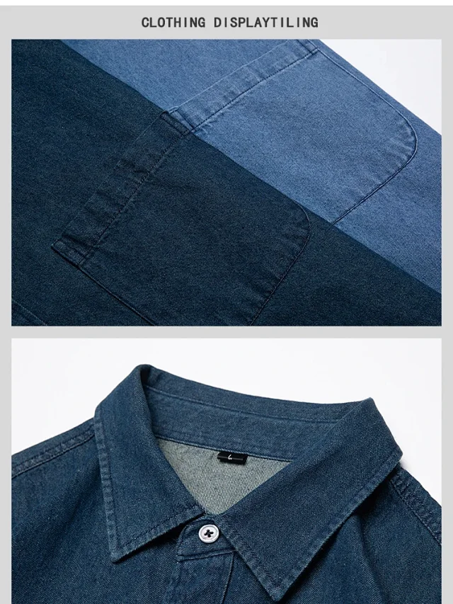 Spring Men's Vintage Oversized Denim Shirt Detail