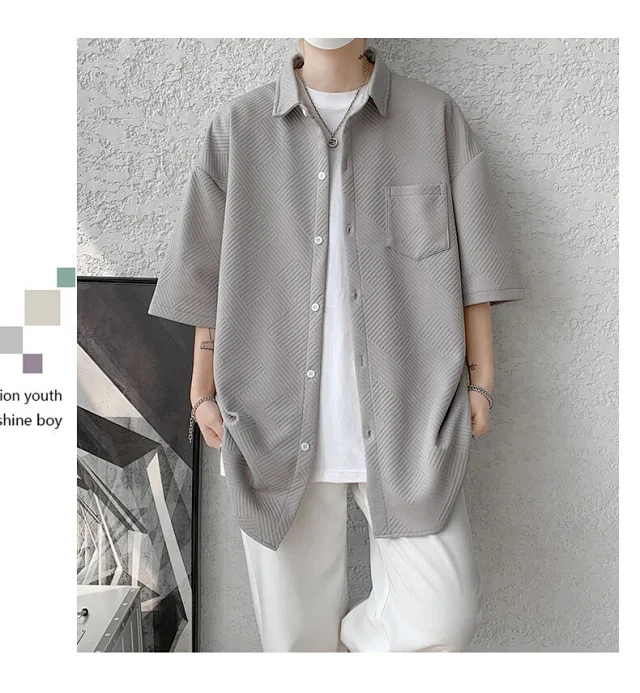 Baroque Japanese Men's Boyfriend Short-Sleeve Shirt Detail