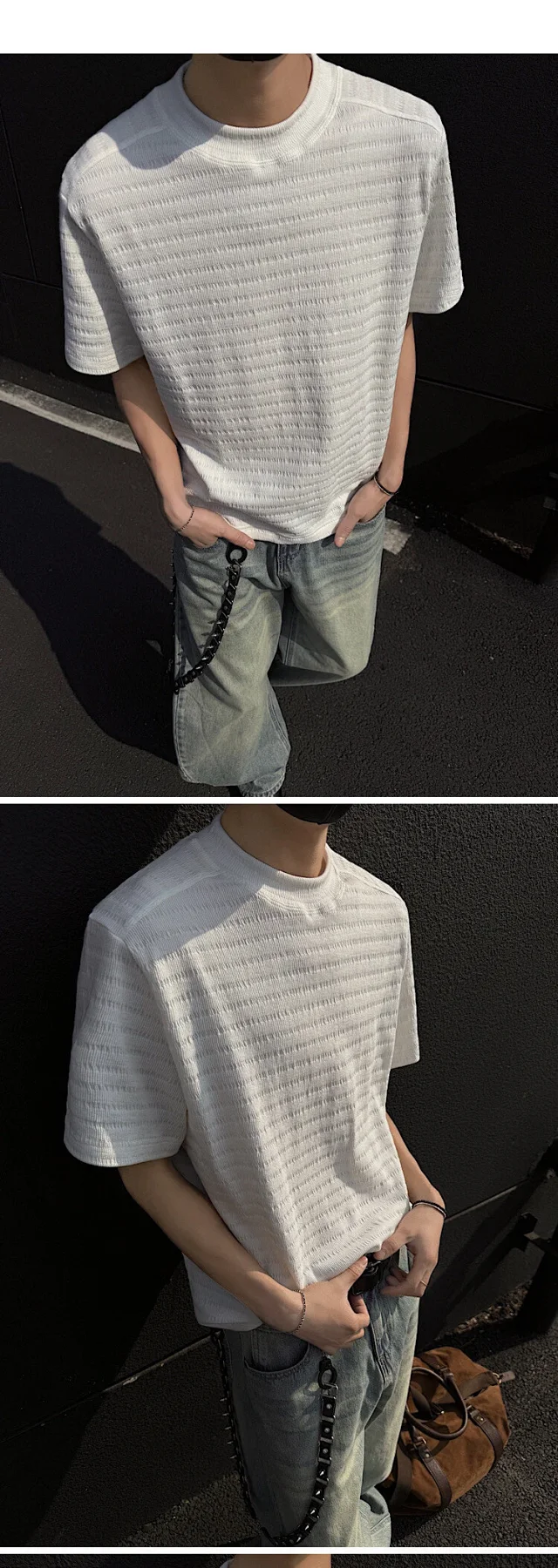 Cleanfit Men's Textured Short Sleeve T-Shirt Detail