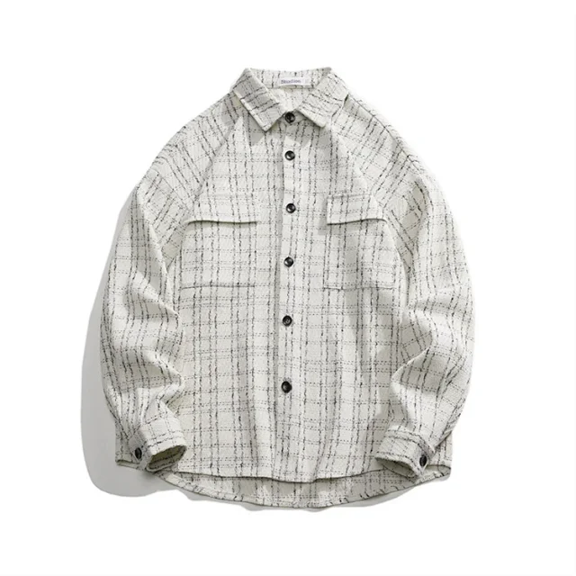 Men's Chic Houndstooth Oversized Work Jacket Detail