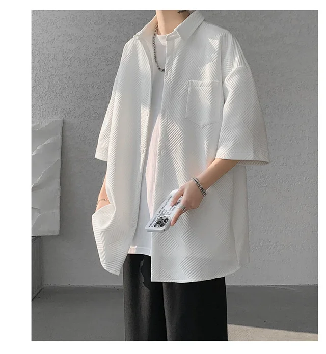 Baroque Japanese Men's Boyfriend Short-Sleeve Shirt Detail