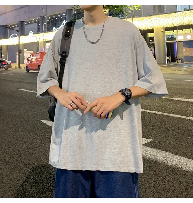 Men's Summer Oversized Heavyweight Cotton T-Shirt Detail