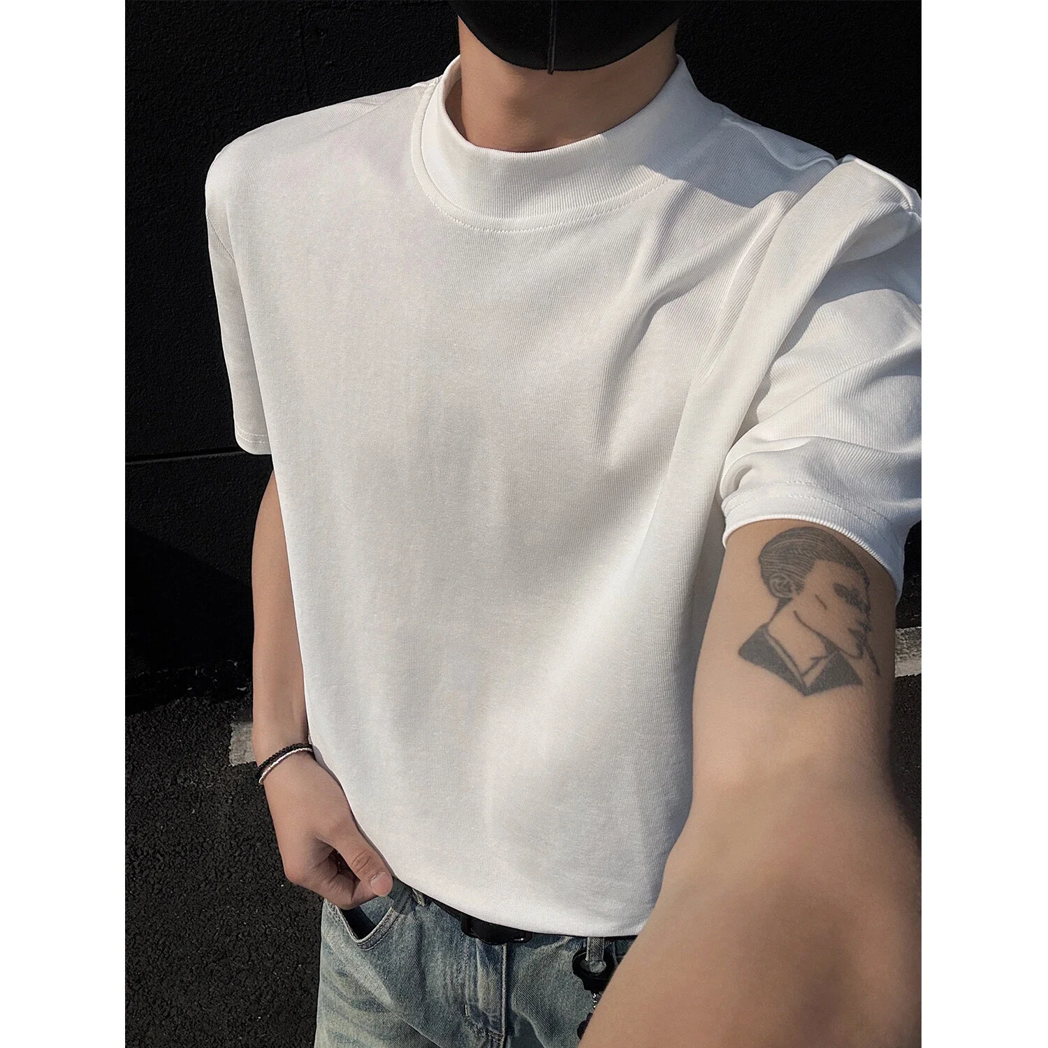 Cleanfit Men's Mock Neck Heavyweight Tee