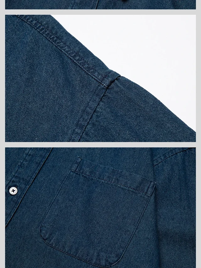 Spring Men's Vintage Oversized Denim Shirt Detail