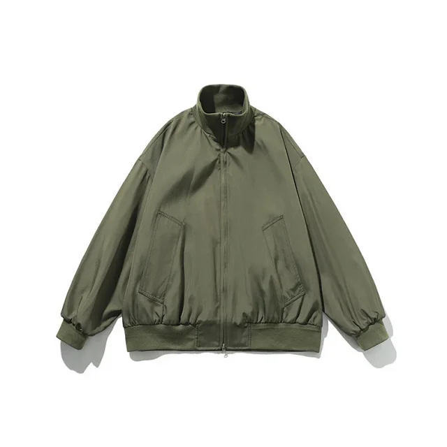 Men's Oversized Cropped Vintage Bomber Jacket Detail