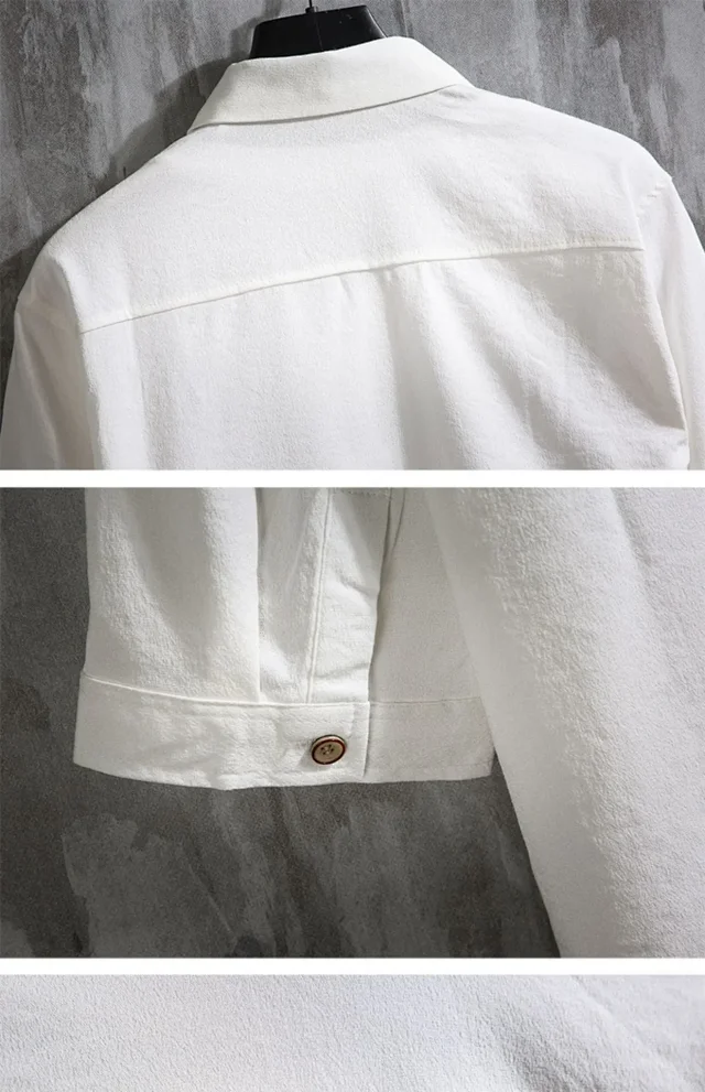 Men's Oversized Cotton Linen 3/4 Sleeve Shirt Detail