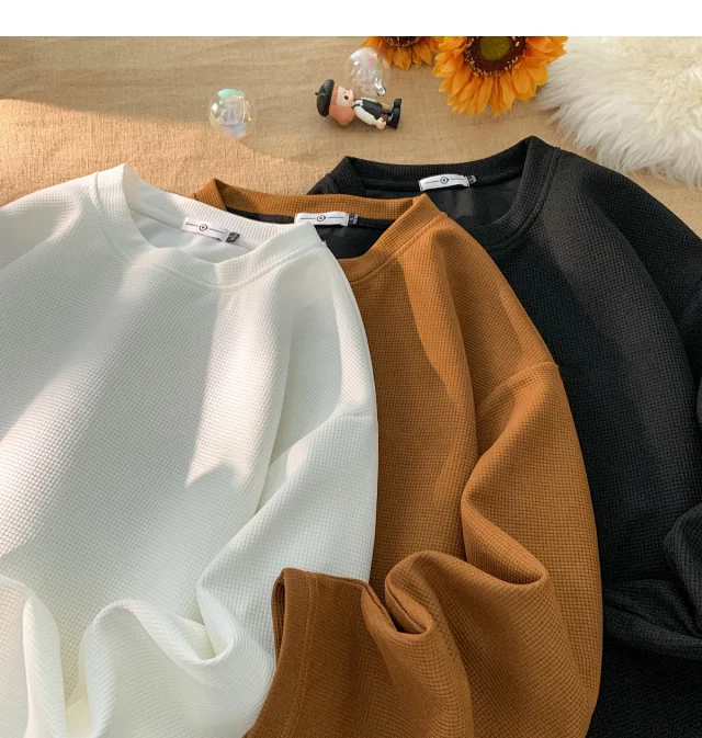 Oversized Men's Japanese Waffle Knit Sweatshirt Detail