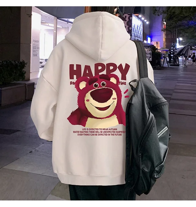 Men's Strawberry Bear Heavy Fleece Hoodie Detail