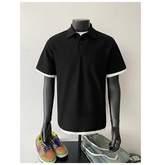 Men's Summer Pique Mock Polo Shirt Detail