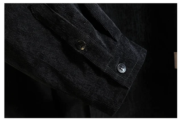 Men's Long Sleeve Korean Corduroy Shirt Detail