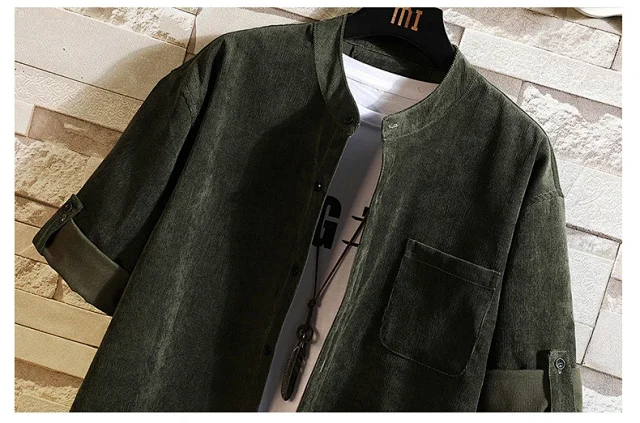 Men's Retro Korean Corduroy Shirt Jacket Detail