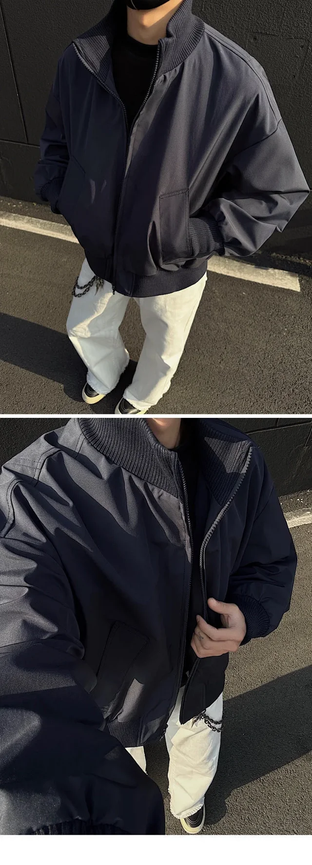 Men's Vintage Oversized Bomber Jacket Detail