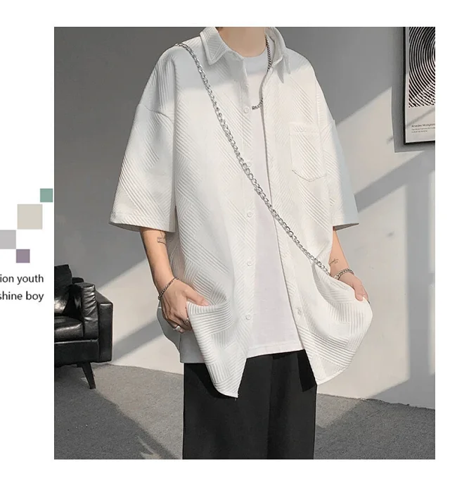 Baroque Japanese Men's Boyfriend Short-Sleeve Shirt Detail