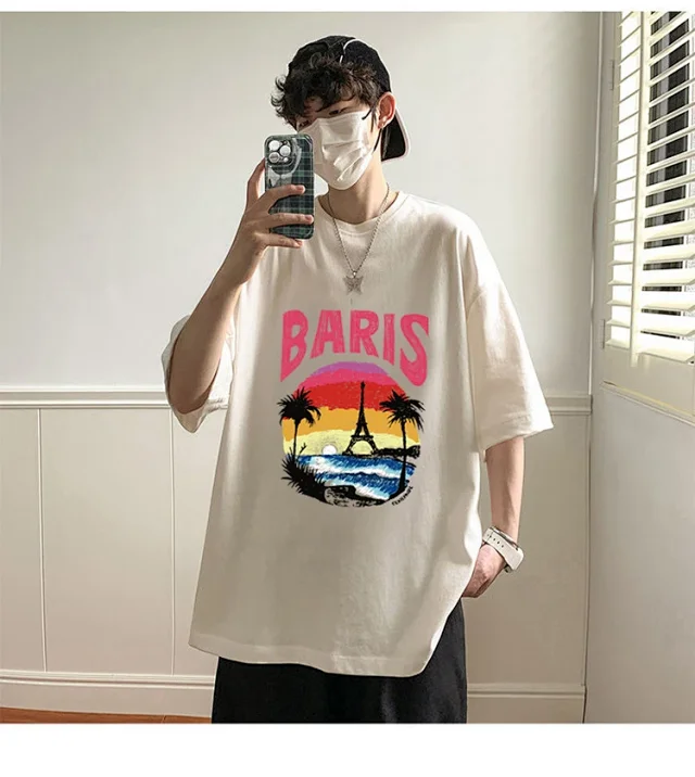 Men's Heavyweight Cotton Oversized Streetwear Tee Detail