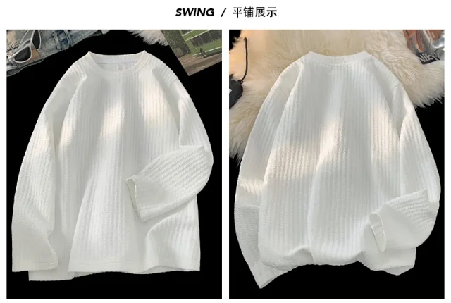 Oversize White Textured Long Sleeve Tee Detail