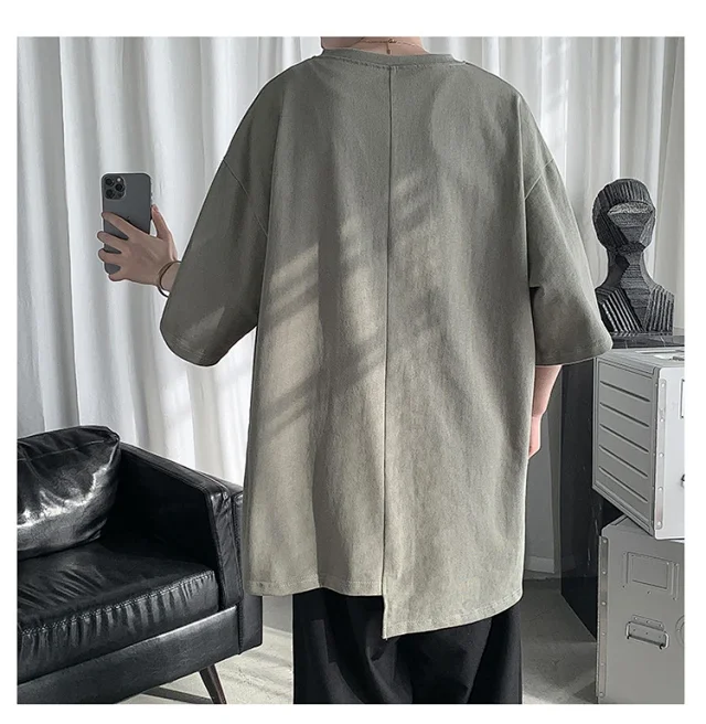 Men's Trendy Solid Half Sleeve Tee Detail