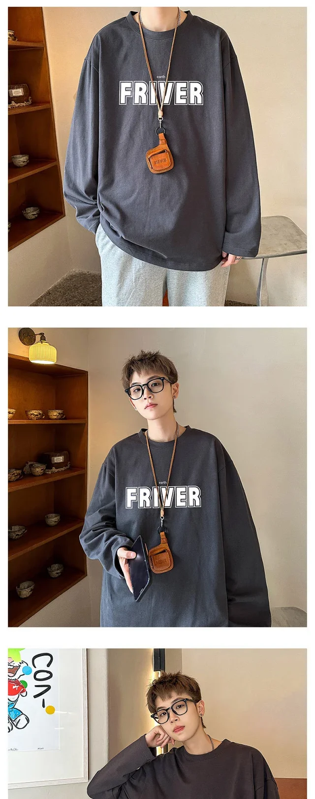 Men's Oversize Cotton Long Sleeve Tee Detail
