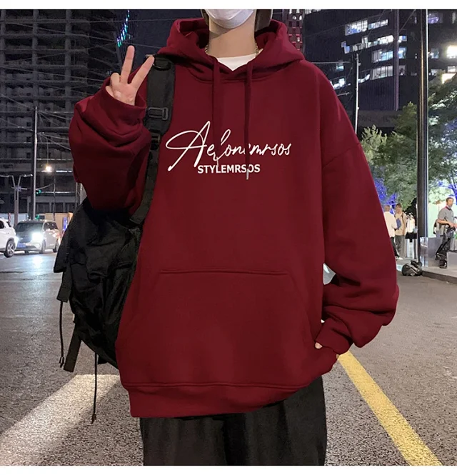 American Streetwear Men's Oversized Cotton Hoodie Detail